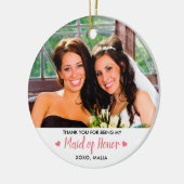 パーソナライズされたメイド・オブ・オーナー（花嫁付き添い人）写真キープサケ セラミックオーナメント (左)