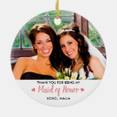 パーソナライズされたメイド・オブ・オーナー（花嫁付き添い人）写真キープサケ セラミックオーナメント (裏面)