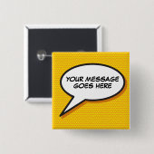 パーソナライズされたメッセージ コミックブック スピーチ バブル 缶バッジ (正面&裏面)