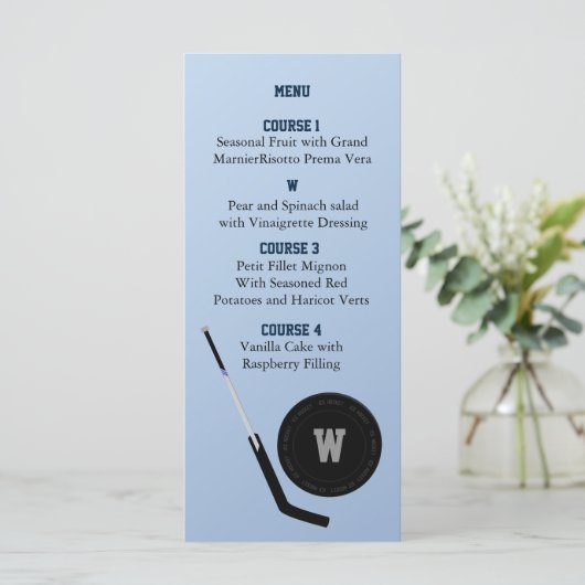 パーソナライズされたメニューカードアイスホッケーテーマ メニュー (スタンド正面)