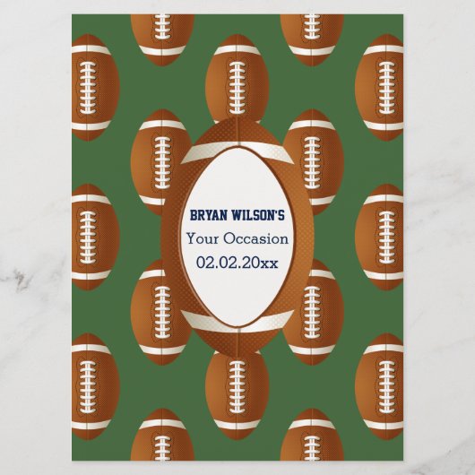 パーソナライズされたメニューカードスポーツパーティーサッカーテーマ メニュー (裏面)