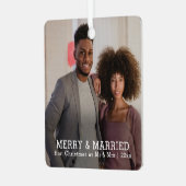 パーソナライズされたメリーと結婚したクリスマス メタルオーナメント (正面左)