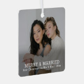 パーソナライズされたメリーと結婚したクリスマス メタルオーナメント (正面右)