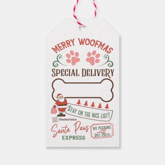 パーソナライズされたメリーウォフマスサンタポーズ表現 ギフトタグ (裏面)