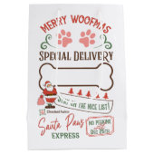 パーソナライズされたメリーウォフマスサンタポーズ表現 ミディアムペーパーバッグ (裏面)