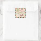 「パーソナライズされたメリークリスマス愛サンタ」ラベル スクエアシール (バッグ)
