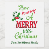 パーソナライズされたメリークリスマス ワインラベル (シングルラベル)