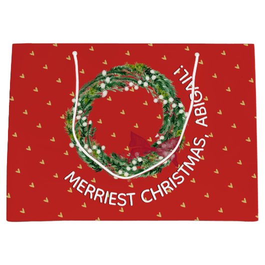 パーソナライズされたメリーハート ラージペーパーバッグ (正面)