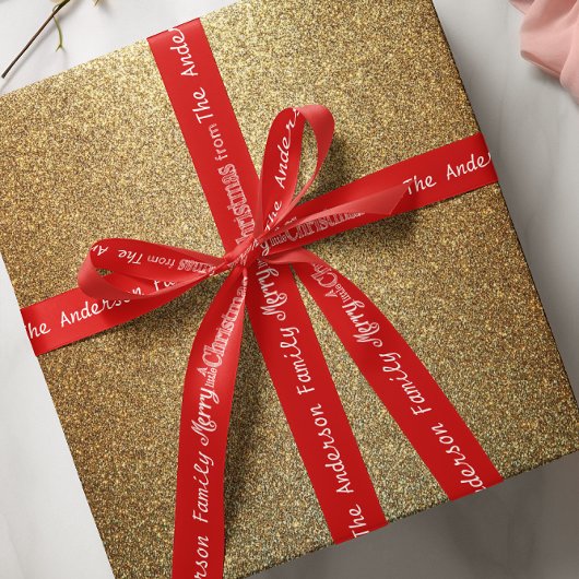 パーソナライズされたメリー小さな抽象芸術 サテンリボン