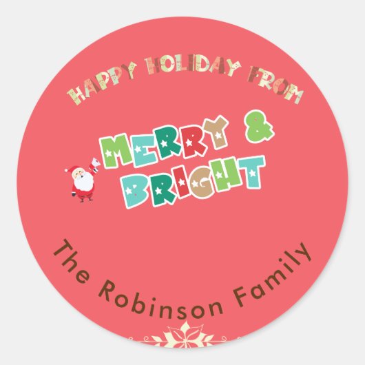 パーソナライズされたメリーBright Family ラウンドシール (正面)