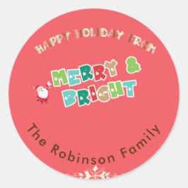パーソナライズされたメリーBright Family ラウンドシール