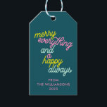 パーソナライズされたメリーEverything Holiday Christmas ギフトタグ<br><div class="desc">カラフルのピンクと緑のトーンでアクセントを付けメリーたミントなティール（緑がかった色）デザインを搭載したカスタムEverythingのギフトラベルで、あなたのギフトに明るいtouchを追加しなさい。可愛くて美お洒落しいおもしろいとレトロな雰囲気が休日モダンプレゼントに届き、個人的なtouchと共に目立つユニークようにしている。スタイルと気持ちを組み合わせたラベルは、家族の贈り物に最適で、フェスティバルのお祝いしゃれているに喜びを与える。</div>