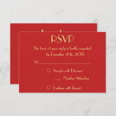 パーソナライズされたモダンなクリスマスホリデーウェディングRSVP 出欠カード (正面/裏面)