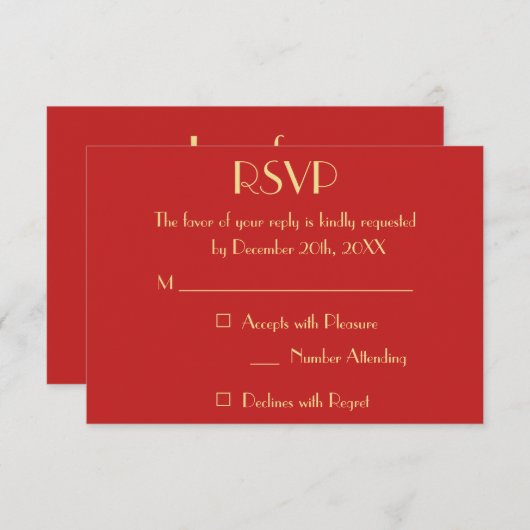パーソナライズされたモダンなクリスマスホリデーウェディングRSVP 出欠カード (正面/裏面)