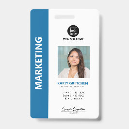 パーソナライズされたモダンなプロフェッショナル社員証 青 バッジ