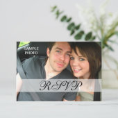 パーソナライズされたモダンな写真 ウェディング RSVP カード (スタンド正面)