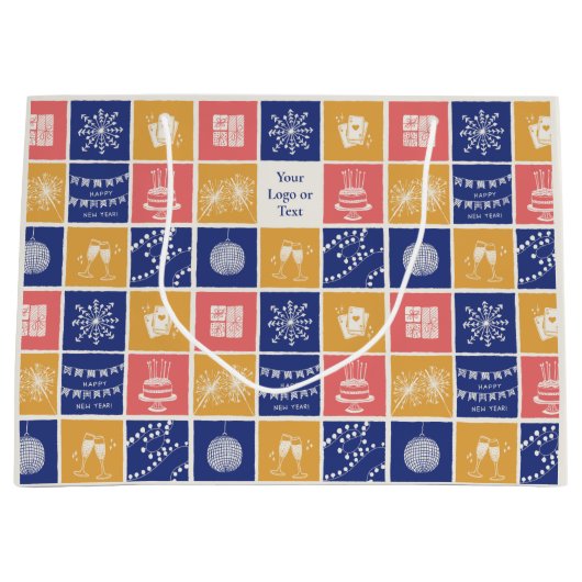 パーソナライズされたモダンな手描きカラフルな新年 ラージペーパーバッグ (正面)