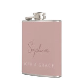 パーソナライズされたモダンな手書きスクリプト ダスティピンク フラスク (左)