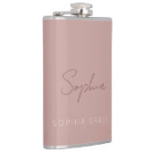 パーソナライズされたモダンな手書きスクリプト ダスティピンク フラスク (右)