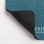 パーソナライズされたモダンな青いリネン テクスチャ マウスパッド (コーナー)