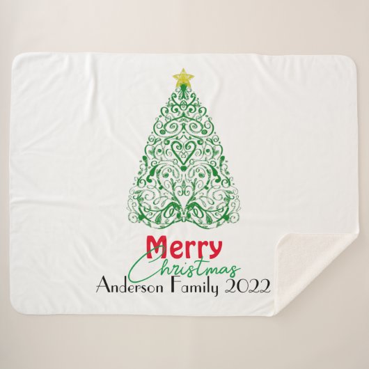 パーソナライズされたモダンの木 シェルパブランケット (正面(横))