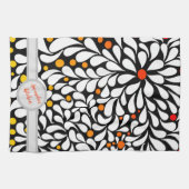 パーソナライズされたモダンはっきりした花の温グラデーションプリント キッチンタオル (横)