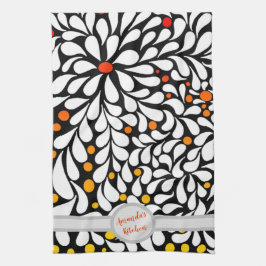 パーソナライズされたモダンはっきりした花の温グラデーションプリント キッチンタオル