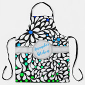 パーソナライズされたモダンはっきりした花ティール(緑がかった色)グラデーション エプロン (正面)