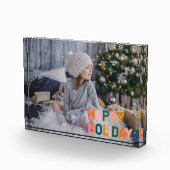 パーソナライズされたモダンよくはしゃぐ休日 フォトブロック (右)