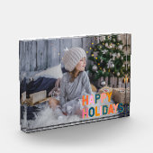 パーソナライズされたモダンよくはしゃぐ休日 フォトブロック (左)