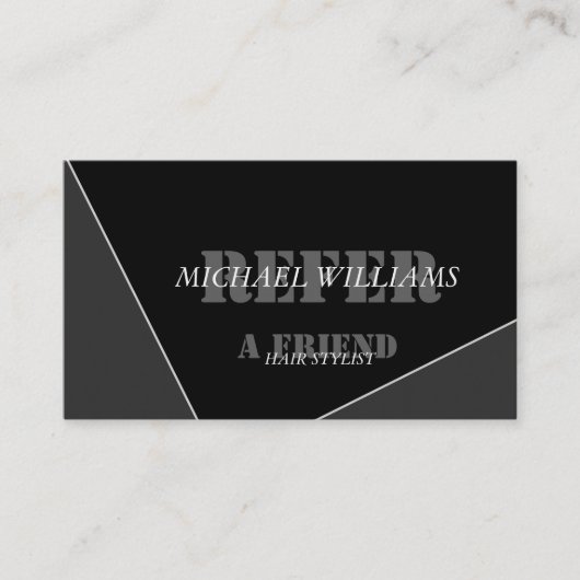 パーソナライズされたモダンアーティスティックグレー ブラック モノグラム 紹介カード (正面)