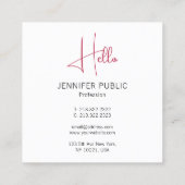 パーソナライズされたモダンエレガントトレンディーテンプレートこんにちは スクエア名刺 (裏面)