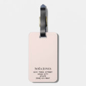 パーソナライズされたモダンエレガントピンク・モノグラム ラゲッジタグ (裏面縦)