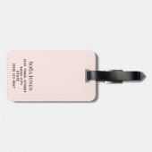 パーソナライズされたモダンエレガントピンク・モノグラム ラゲッジタグ (裏面横)