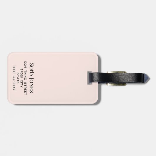 パーソナライズされたモダンエレガントピンク・モノグラム ラゲッジタグ (裏面横)