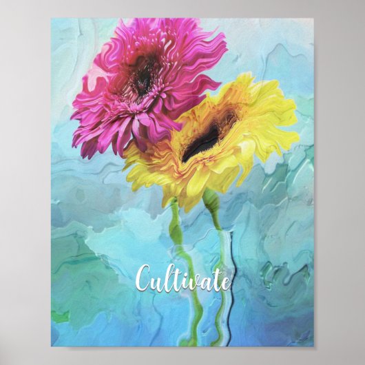 パーソナライズされたモダンエレガントフローラ ポスター (正面)