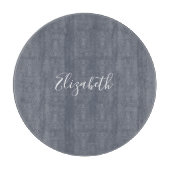 パーソナライズされたモダンエレガントブルーグレーリネン カッティングボード (正面)