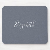 パーソナライズされたモダンエレガントブルーグレーリネン マウスパッド (正面)
