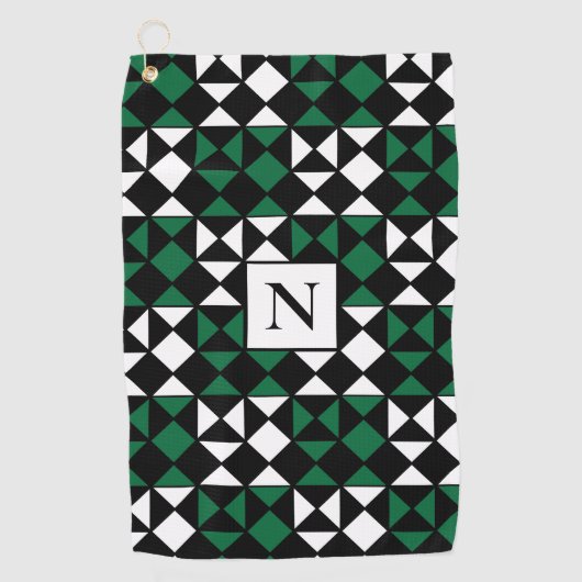 パーソナライズされたモダンエレガント幾何パターン ゴルフタオル (正面)