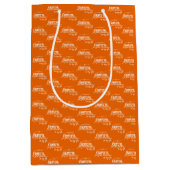 パーソナライズされたモダンエレガント白・オレンジ ミディアムペーパーバッグ (正面)