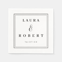 パーソナライズされたモダンエレガント結婚シンプルスタイリッシュ スタンダードカクテルナプキン