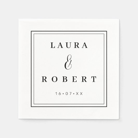 パーソナライズされたモダンエレガント結婚シンプルスタイリッシュ スタンダードカクテルナプキン (正面)