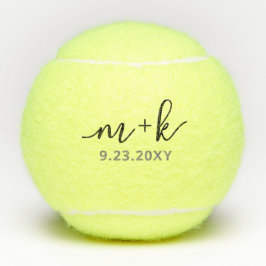 パーソナライズされたモダンエレガント結婚モノグラム テニスボール