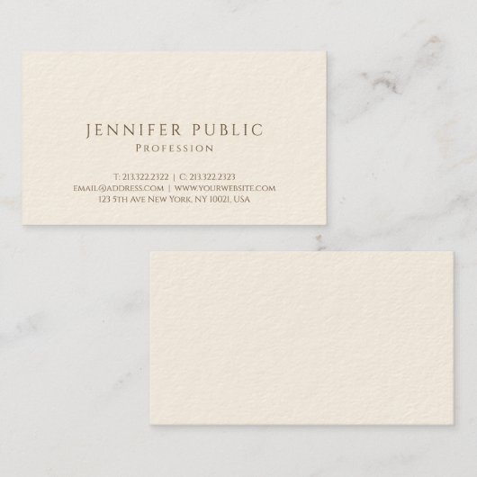 パーソナライズされたモダンエレガントLuxe Signature Cream 名刺 (正面/裏面)