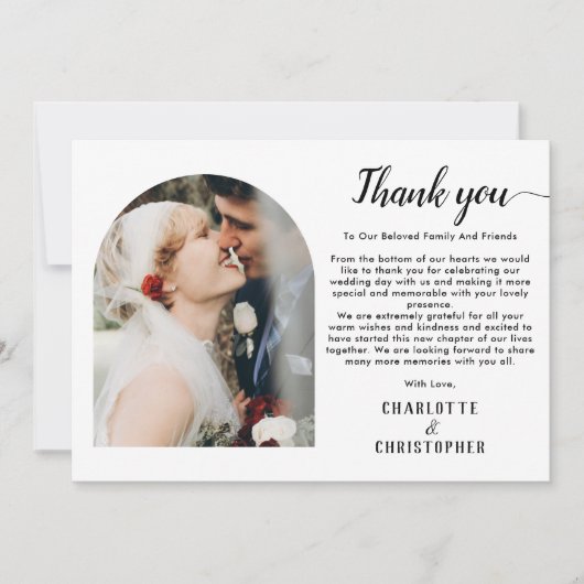 パーソナライズされたモダンエレガントThank You Photo Card サンキューカード (正面)