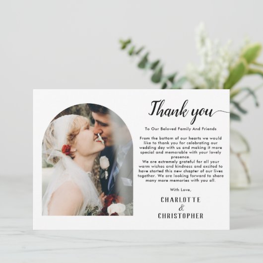 パーソナライズされたモダンエレガントThank You Photo Card サンキューカード (スタンド正面)