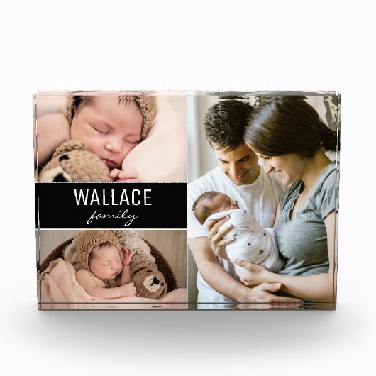 パーソナライズされたモダンカスタム名写真 フォトブロック (正面)