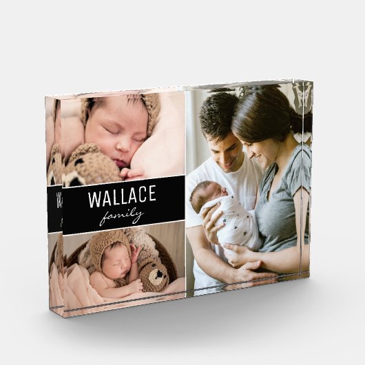 パーソナライズされたモダンカスタム名写真 フォトブロック (左)