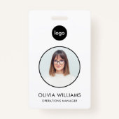 パーソナライズされたモダンカスタム従業員の写真ID バッジ (正面)