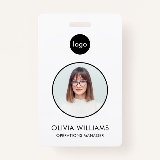 パーソナライズされたモダンカスタム従業員の写真ID バッジ (正面)